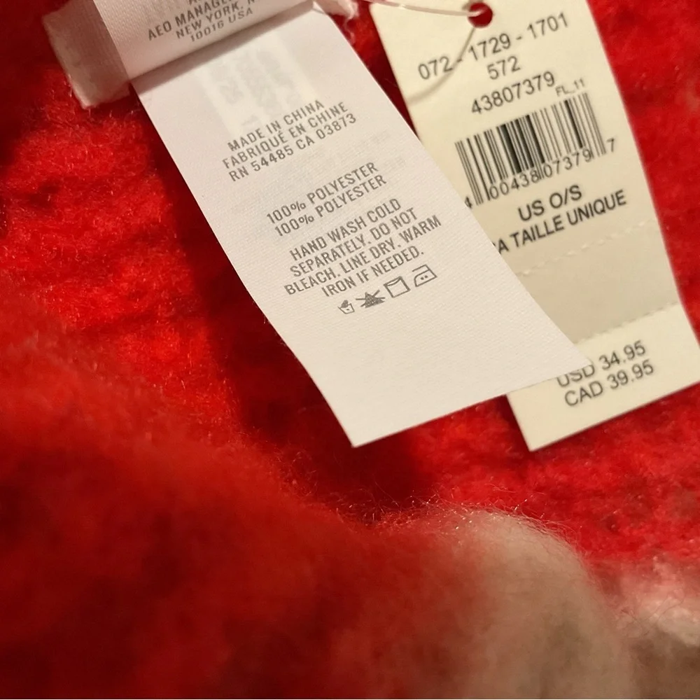 Aerie Bold Red and Cream Scarf